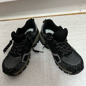 “Women’s Steal-Toe, SZ: (36) Black, White, Yellow Bottom, Shoes 👟 New No Tag